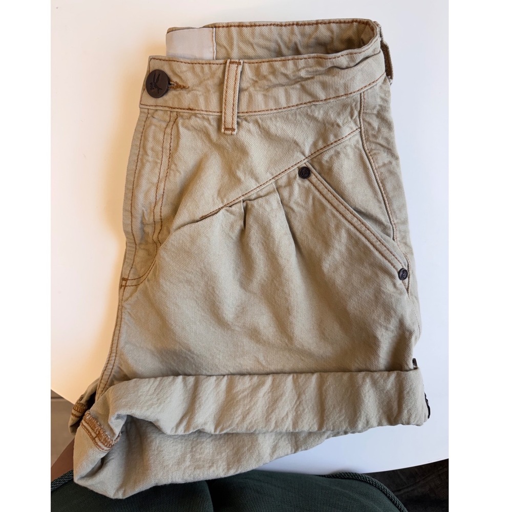 OneTeaspoon Street Walker Short Khaki Tan High Waisted Pleated Denim Shorts 28
